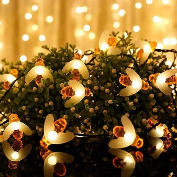 Honey Bee Warm White Fairy Lights – 20 LED Decorative String Lights for Bedroom, Party, Wedding & Home Decor