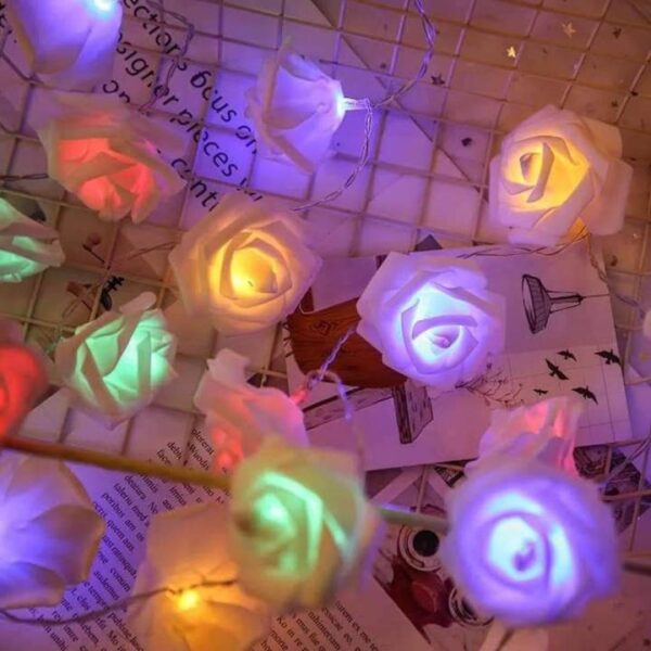 Multicolor Rose Flower Fairy String Light 20 LEDs – Decorative LED String Lights for Bedroom, Party, Wedding & Home Decor