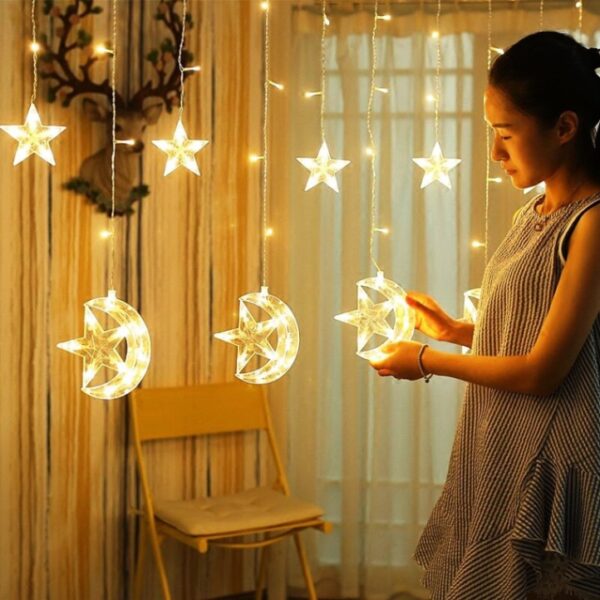 LED Moon & Star Fairy Lights 16ft – Decorative String Lights for Kids, Bedroom, Party & Home Decor